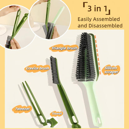 SnapClean Pro 3-in-1 Scrub Brush – Detachable Handle, Hard Bristles for Pet Hair, Grout, Kitchen, Bathroom & Shoes